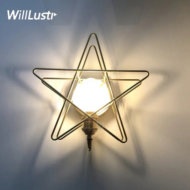 3D Copper Star Wall Sconce Lamp Modern Messing Wandlamp Messing Home Light Dinning Room Slaapkamer Restaurant Hotel Nidge Light