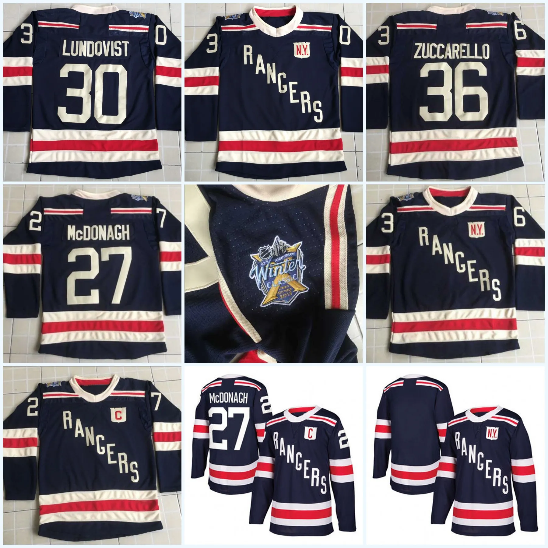 Womens 2018 Winter Classic New York Rangers Jerseys 11 Mark Messier 76 Brady Skjei 30 Henrik