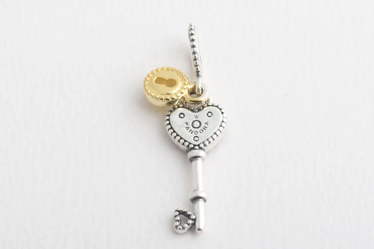 New autêntica 925 Silver Charm Bead Key to encantos Meu coração pingente Valentines Day Fit charme europeu pulseiras Mulheres DIY jóias