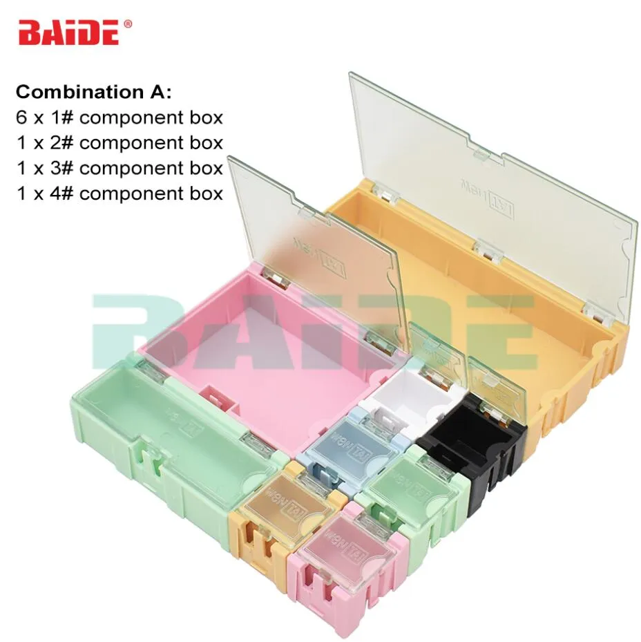 50 piezas SMT cajas de almacenamiento SMD SMT caja verde componentes electrónicos caja de almacenamiento contenedor con tapas transparentes 