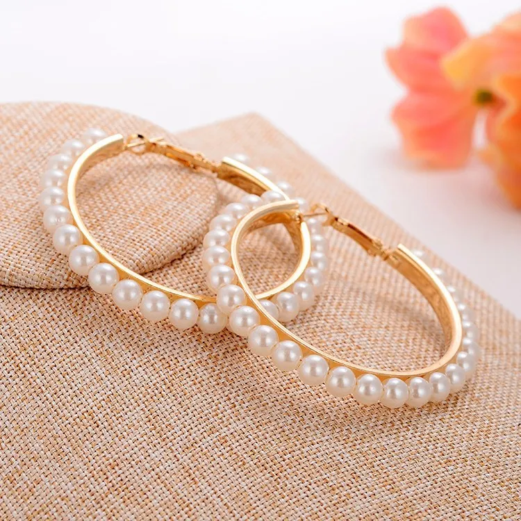 Gorący Sprzedawanie Nowy Piękny Moda Ładna Pearl Circle Kolczyki Pearl Kolczyki Dla Kobiet Moda Biżuteria Darmowa Wysyłka HJ173