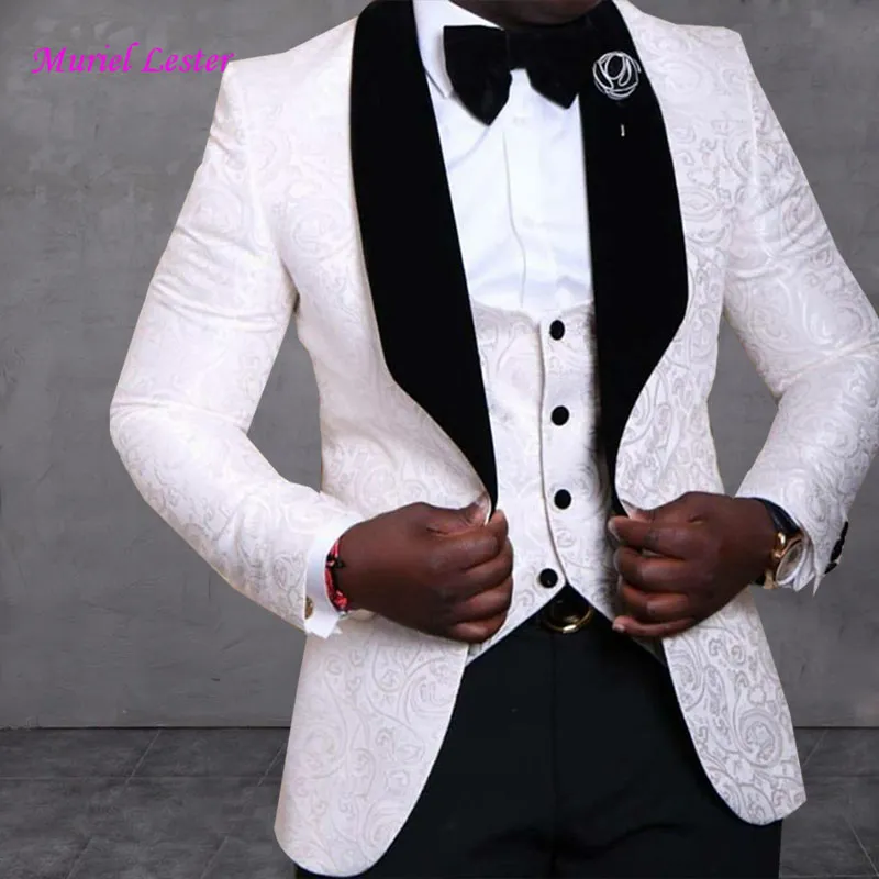 의상 Mariage Homme Shawl 옷깃 신랑 Tuxedos 레드 / 화이트 / 블랙 / rolyal 블루 남성 정장 2018 결혼식 정장 남성 턱시도