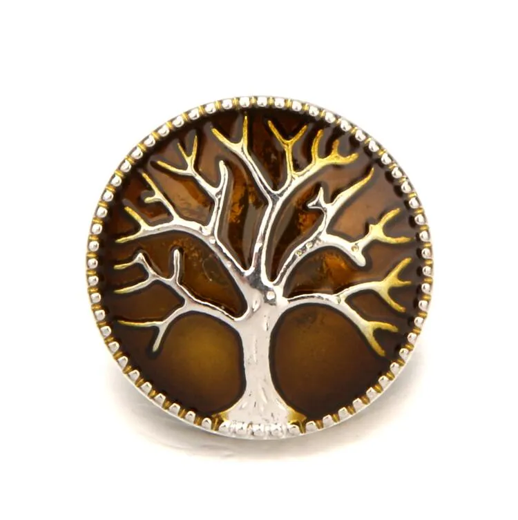 Moda árvore de vida 18mm botão de pressão processo de esmalte jóias noosa pedaços DIY botão de pressão de gengibre encantos pulseira colar