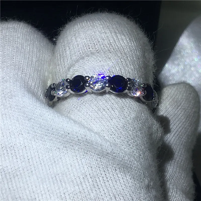 Classic Female infinity ring 925 Sterling silver Blue 5A zircon Cz Engagement wedding band rings for women Bridal Jewelry