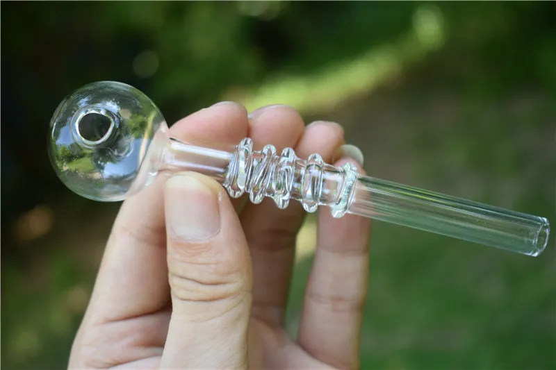 clear glass pipe spiral Smoking Handle Pipes Curved Mini Smoking Pipes Hand Bubbler Pipe Recycler Best Oil Burner