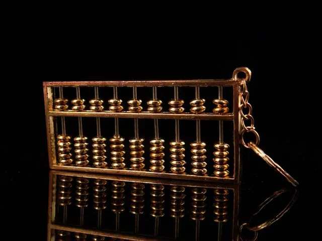 Kupfergefertigt Gold vergoldet chinesischer traditioneller Taschenrechner Abakus Schlüsselanhänger 2 