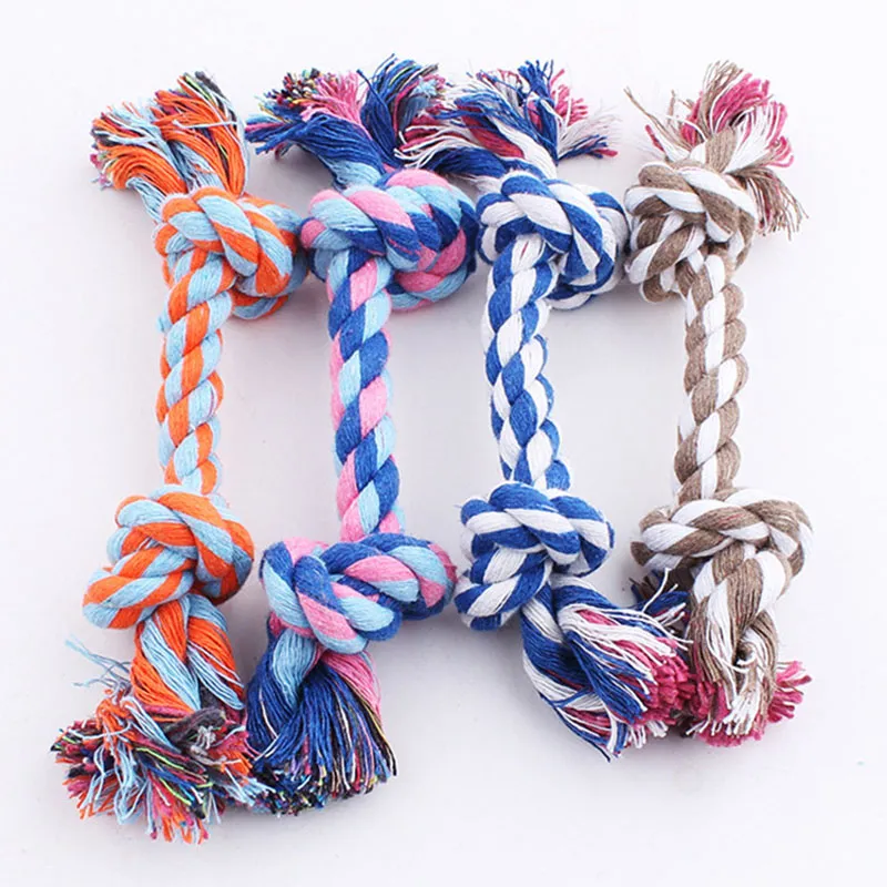 Pet Dog Toy Double Knot Cotton Rope Braided Bone Shape Puppy Chew Toy Cleaning Tooth 17cm 20cm ZA6104