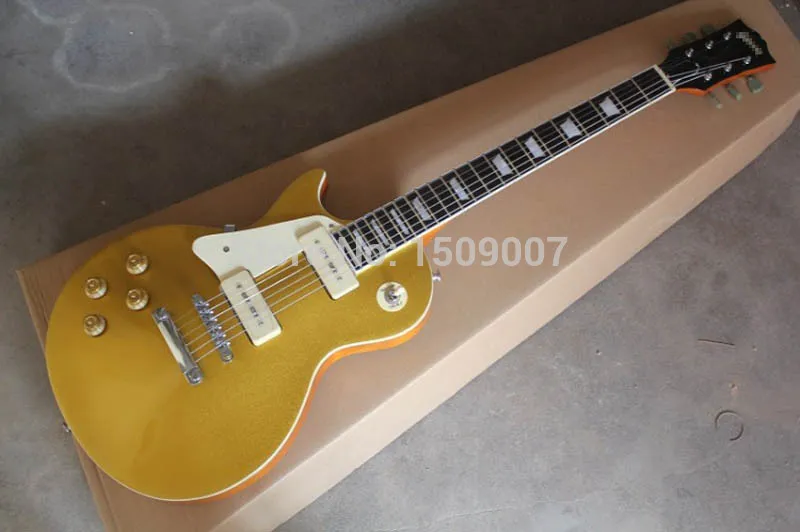 Linkshänder-P90-Tonabnehmer für E-Gitarre mit goldenem Oberteil