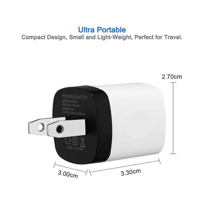 Wall Charger Travel Adapter 5V 1A Colorful Home US Plug USB Charger For Android Phone Tablet PC Universal USA Version6336006