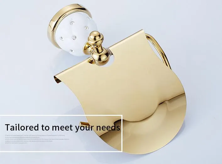 Porta carta igienica oro con mensole appendiabiti in rotolo diamantato Accessori da bagno in ottone massiccio2365