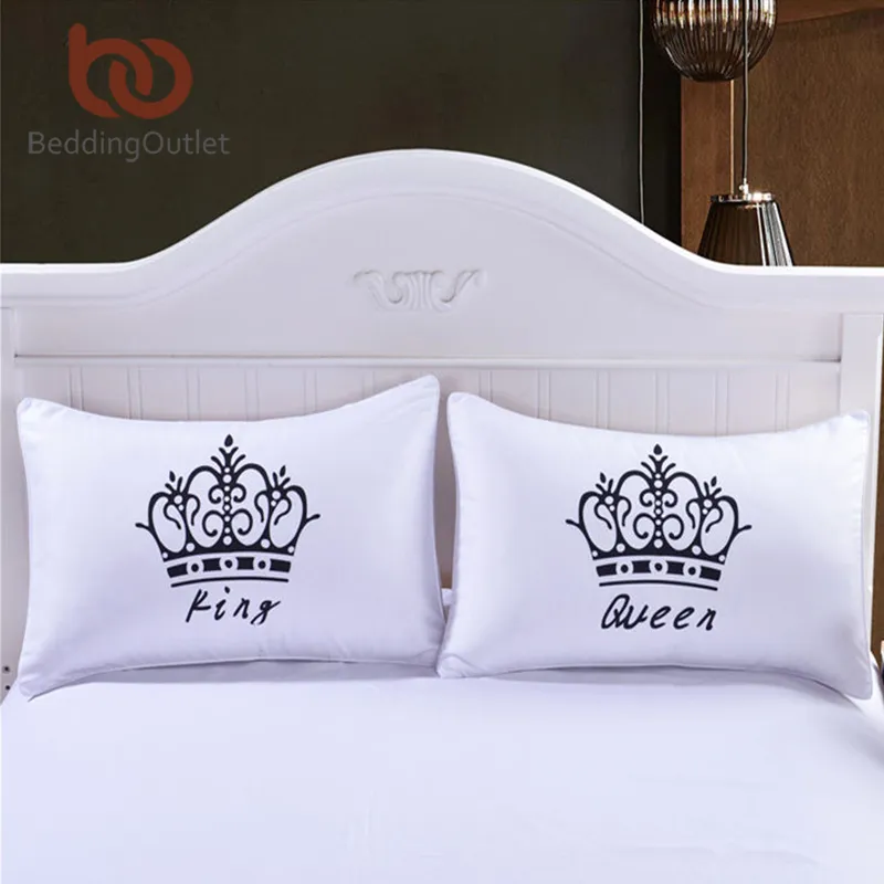 2 pezzi Royal Crown casa Pillow Case Regina e King Designer Pillow Covers Decorativi Cuscino Coppia Shams per regalo