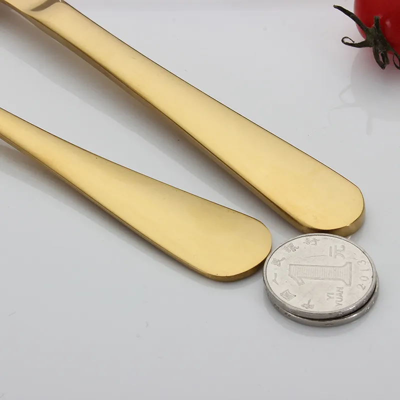 Nowe złoto sztućce łyżka rozwidlenia nóż łyżka do herbaty Matte Gold Ze Stali Nierdzewnej Food Silverware Obiad Naczynie