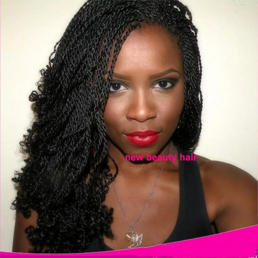 200density full short kinky twist Synthetic wig For Black Women brazilian full lace front Braid Wigs with Curly tip natural hairline