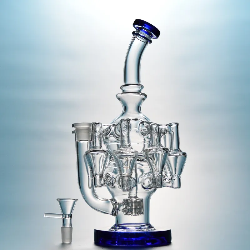 Ahtapot Silah Recycler Bong Petrol Kuyuları Su Boruları 14mm Bowl Piece OA01-1 ile Cam Suyu bonglar Sigara Matrix Perc Dab Rig waterpipe