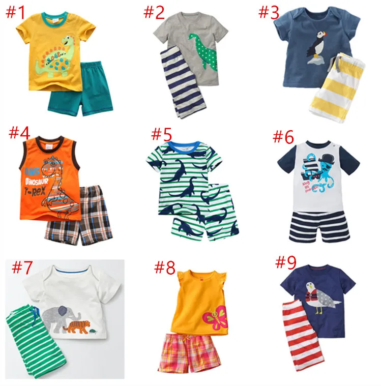 Barnkläder 2018 Nya Sommar Baby Boys Kläder Satser Barn Sport Suit Cartoon Stickning Kortärmad T-shirt Toppar + Korta Byxor 2st