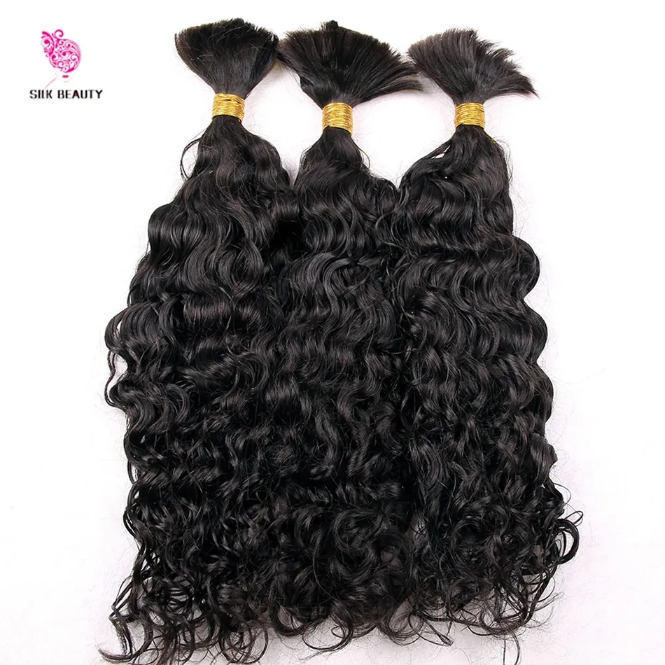 Cabelo de trança humana em massa onda de água virgem brasileira em massa trança extensões de cabelo solto estilo de cabelo encaracolado rápido 9057438