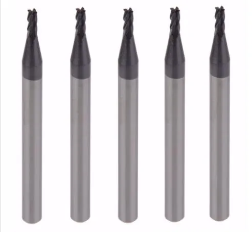 Gloednieuwe 5 stks HRC45 D2.0 * 6 * D4 * 50L Vier fluiten Solid Carbide Face End Mill CNC Frees Cutter Bits voor stalen frezen