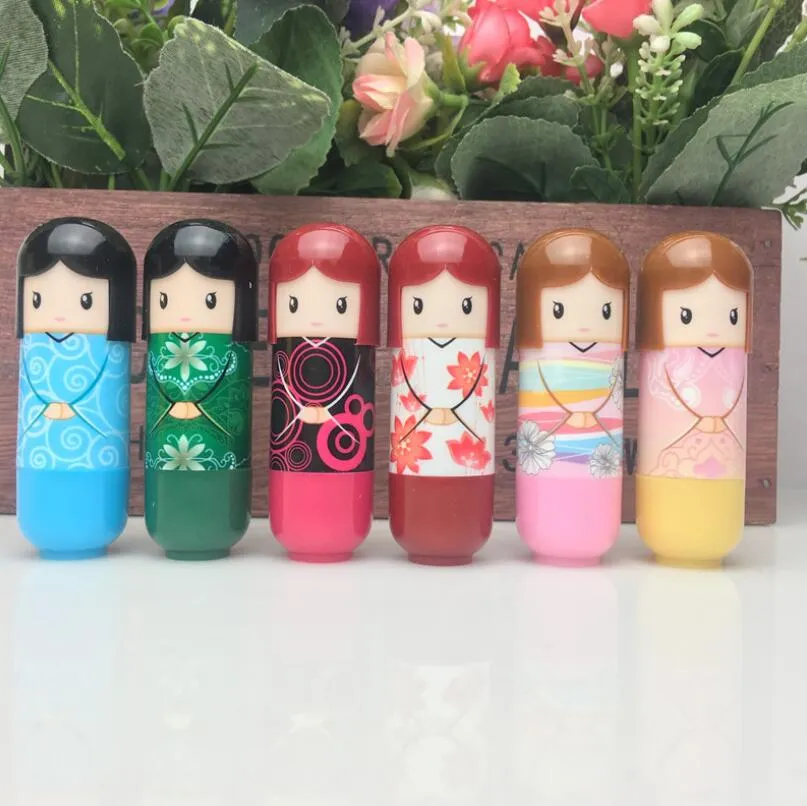 Najnowszy Balsam Lip Piękny Kimono Doll Wzór wargi Płyta Kolorowa Dziewczyna Makijaż Balsam Lip obecny Dla przyjaciela