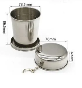 Whole sale 240ml 4 sections stainless steel Camping Telescopic water Cup