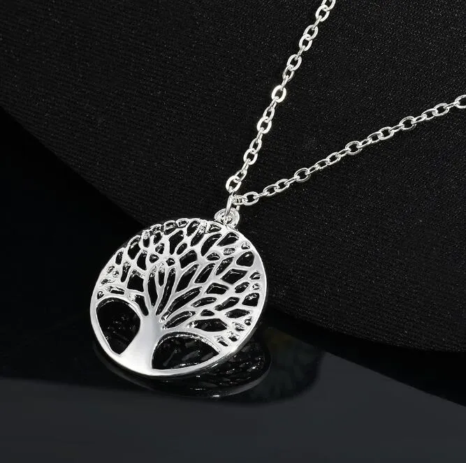 Tree Of Life Pendant Necklace Fashion Silver Wish Women Hollow Sweater Collarbone Chain Necklace Valentine Jewelry Accessory Gifts