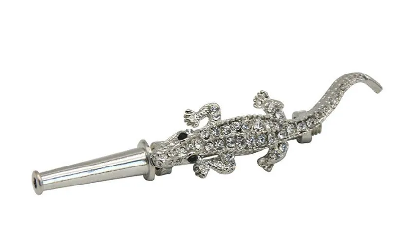 Nouveau type de pipe à fumer portable motif crocodile pipe diamant amovible ensemble de fumer