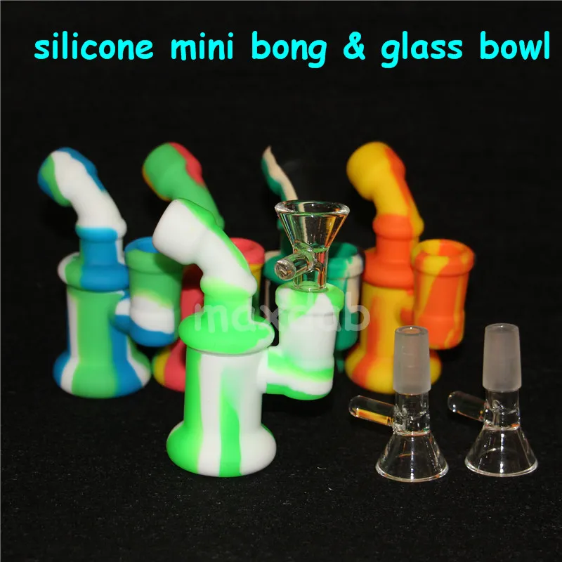 Pipe à fumer Mini barboteur Bong Silicone Nectar kits sans dôme ti Nail nector plates-formes pétrolières bongs en verre DHL