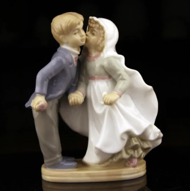 creatieve keramische bruiloft standbeeld meisjes jongen liefhebbers home decor ambachten kamer decoratie handwerk porselein vintage figurines