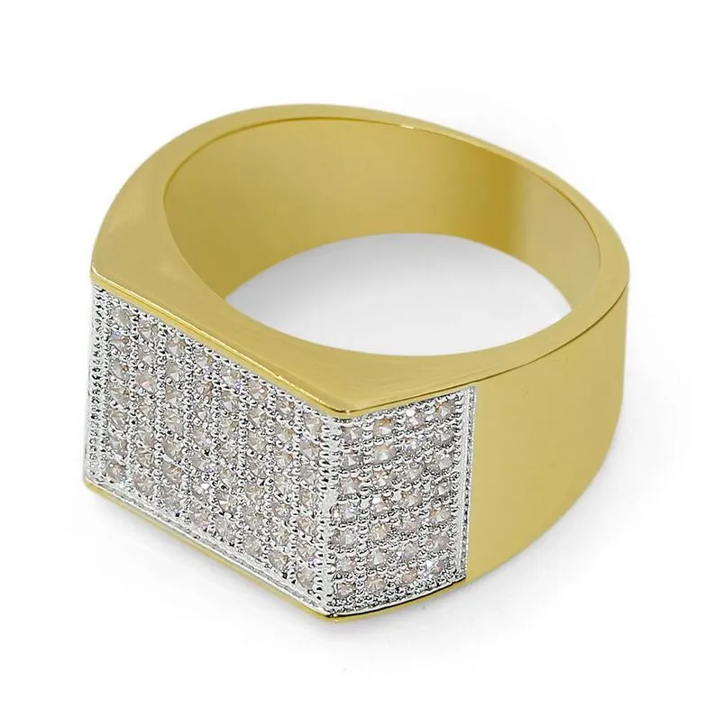 Vicoira Wieck Luxury Simple Smycken 925 Sterling Silveryellow Gold Filled Pave Tiny White Sapphire CZ Diamond Party Män Bröllop Band Ring