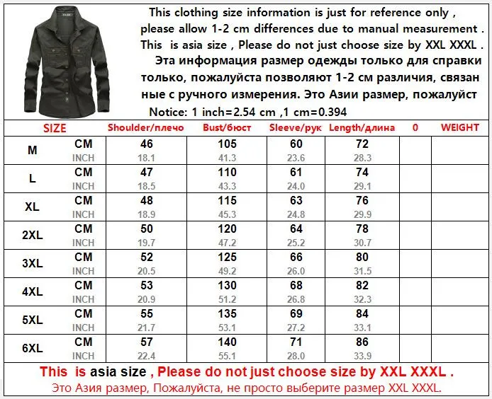 Camicie da uomo stile militare uniforme 3XL 4XL 5XL 6XL Plus Size Big Cotton British manica lunga 2017 Camicie cargo maschili Us Army Green