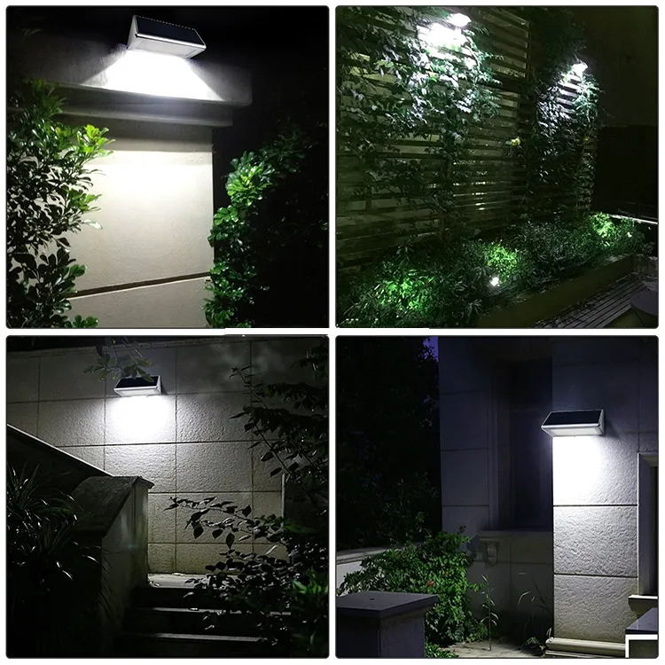 Motion Sensor Solar Powered Security Lampor Outdoor Garden Light 48leds 1000lm Väderbeständig Rader 4 Modes LED Wall Lights Aluminium Shell