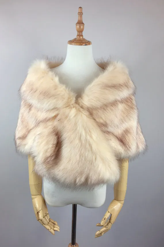 New Faux Fur Bridal Shawl Fur Stick Wraps Marriage Shrug Coat Bride Winter Wedding Party Boleros Jacket Free Size