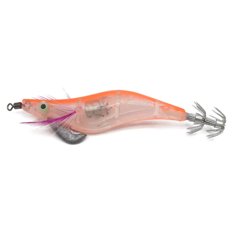 En kaliteli 10.5cm 12.5g LED elektronik ışık squid jig gece yapay balıkçı ahşap karides cazibesi hafif jigs lures