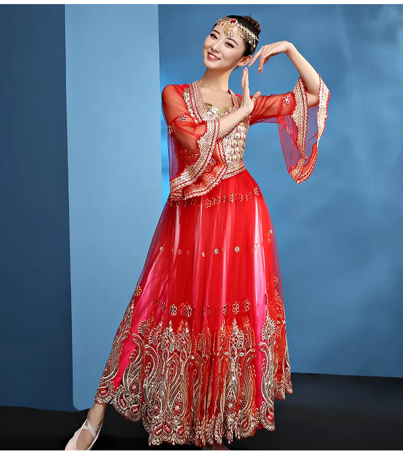 Vêtements de danse du ventre pour femmes, costume de danse du ventre indien pour filles, vêtements de danse rouges, vêtements indiens à la mode pour adultes