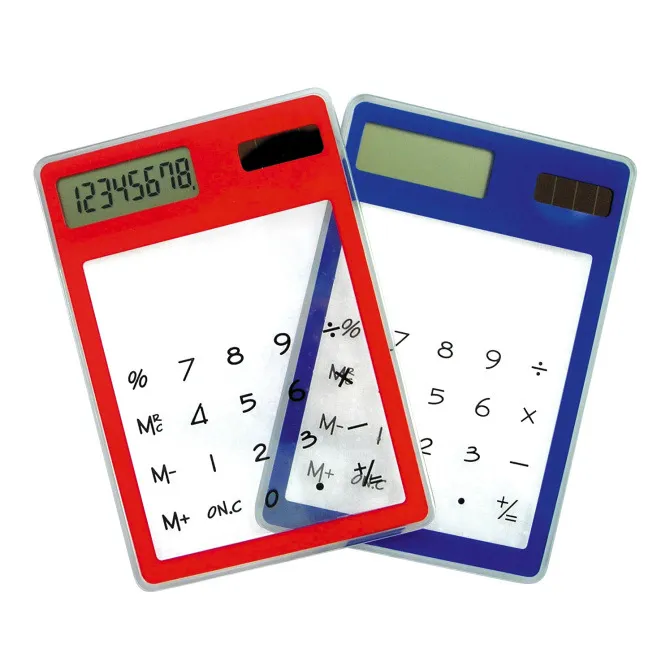 Factory direct color transparent ultra thin calculator solar calculator