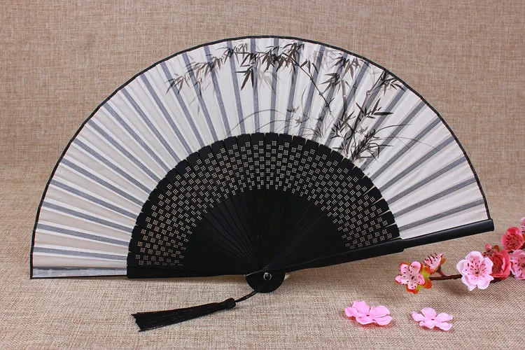 Vintage handgeschilderde Chinese fan inkt schilderij bamboe zijde vouwen hand ventilator decoratieve traditionele ambachtelijke mannen dames fans cadeau 8 inches