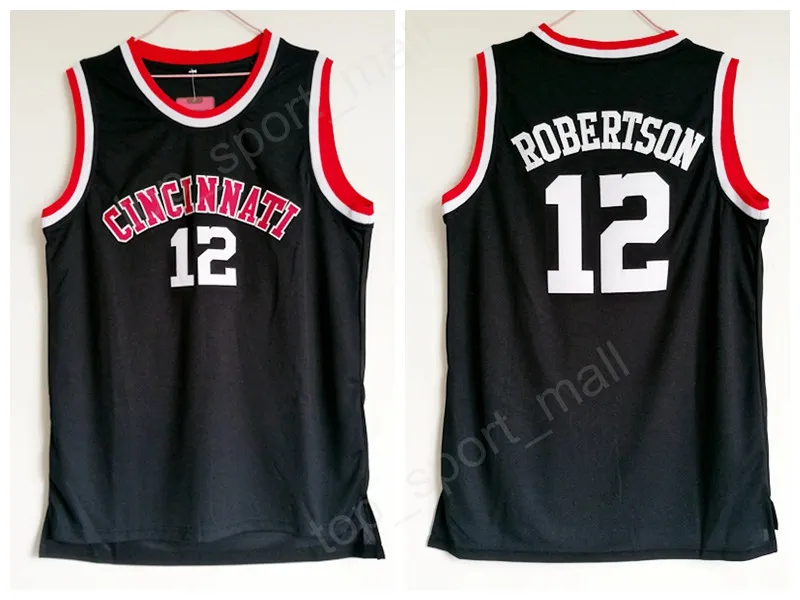 Pas cher Oscar Robertson Jersey 12 University Basketball Cincinnati Bearcats College Jerseys Hommes Noir Couleur Sport