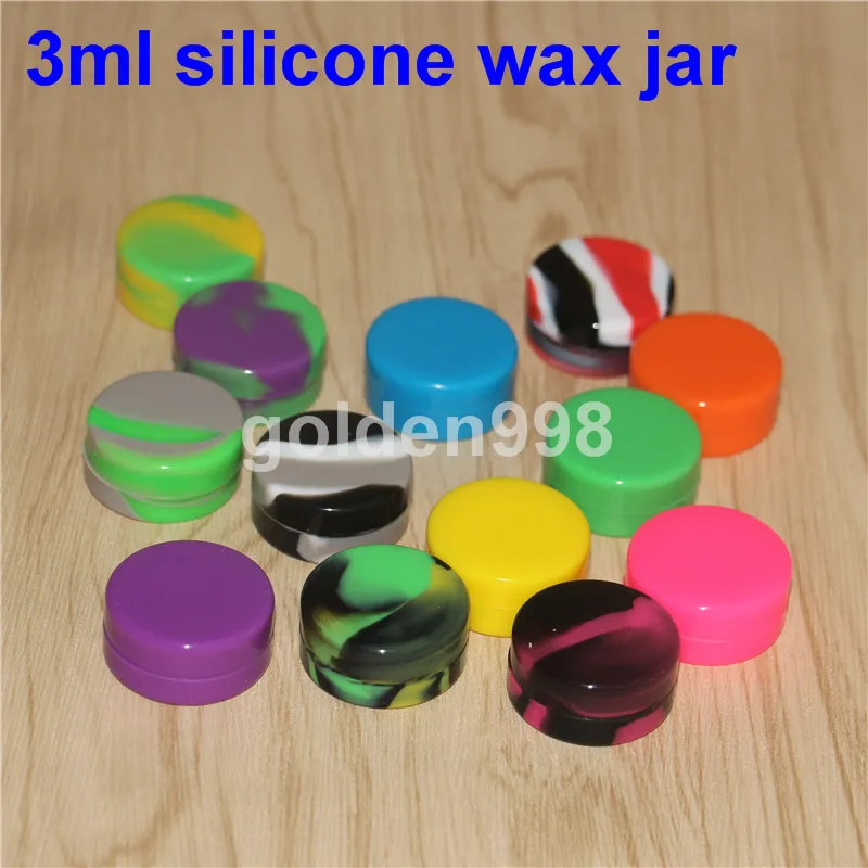 100% Food Grade 3ML 5mL 7mL Contenitori di olio di silicone Dabber Contenitori rotondi concentrati di olio di cera Dab Contenitore di cera Dabs silicone bubbler bong