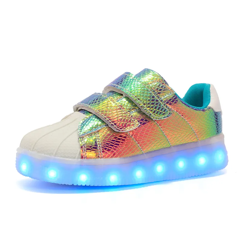 2017 Yeni USB Yeniden Şarjlı LED Çocuk Ayakkabı Işık, Erkek Kız Süperstar Ayakkabı Kadınlar, Erkekler Moda Light Up Led Parlayan Ayakkabı