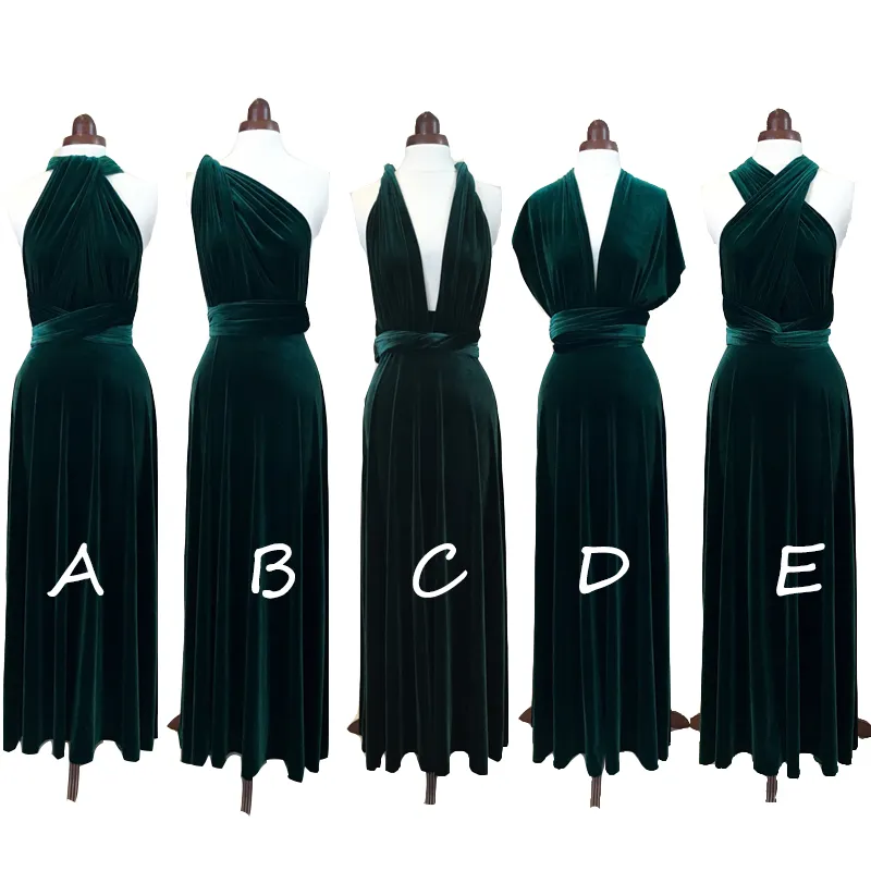 Affascinanti abiti da damigella d'onore lunghi in velluto verde Abiti da sera lunghi su misura Real Simple Prom Party Dresses Abiti da damigella d'onore Plus Size