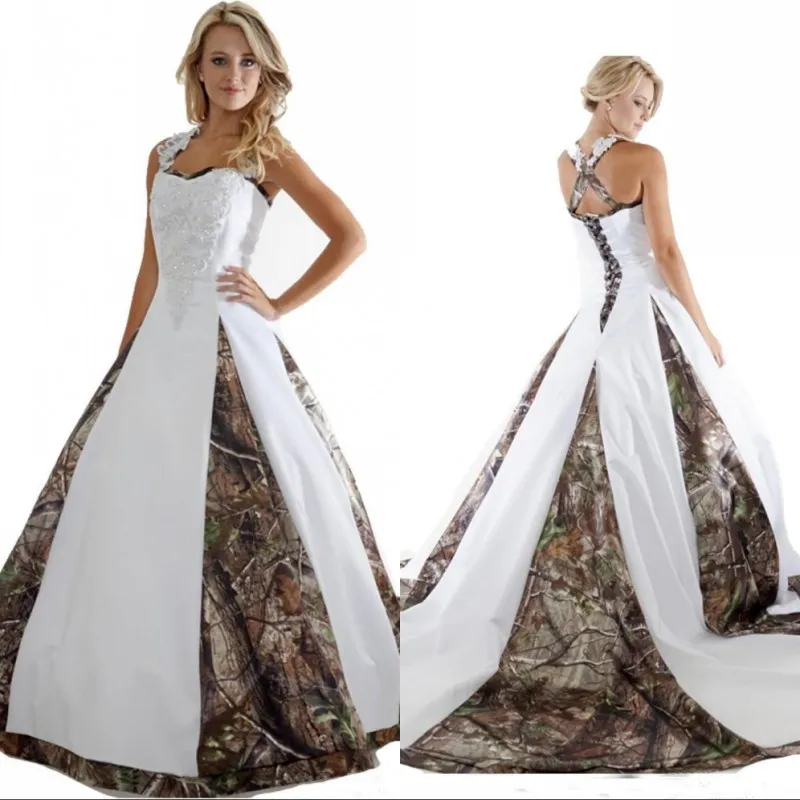 Long White Camouflage Dress 2023 New Arrival Camo Wedding