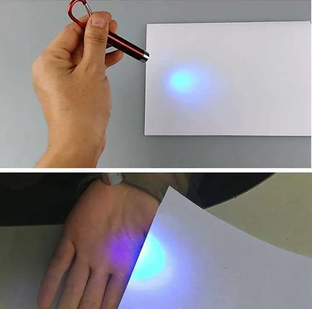 Mini 3 in 1 LED Laser Light Pointer Sleutelhanger Torch Zaklamp Geld Detector Lichte Simple Opp lesgeven / 