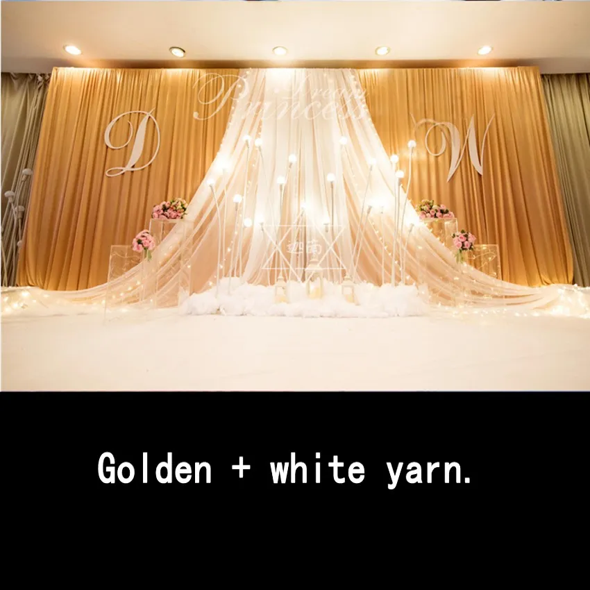 3*4m Wedding Party Ice Silk Fabric Drapery White Blue Color With Swag Stage Prop Fashion Drape Curtain Backdrop