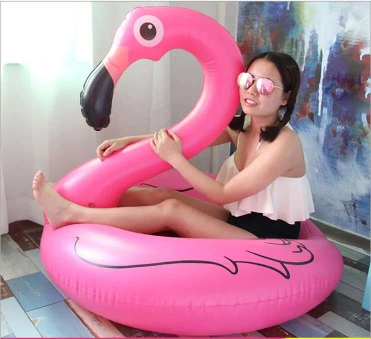 Giant Flamingo Swimming Ring 120cm Materasso gonfiabile Galleggiante Mat Air Boa Swim Circle Beach Gioco d'acqua Sport Piscina Giocattoli