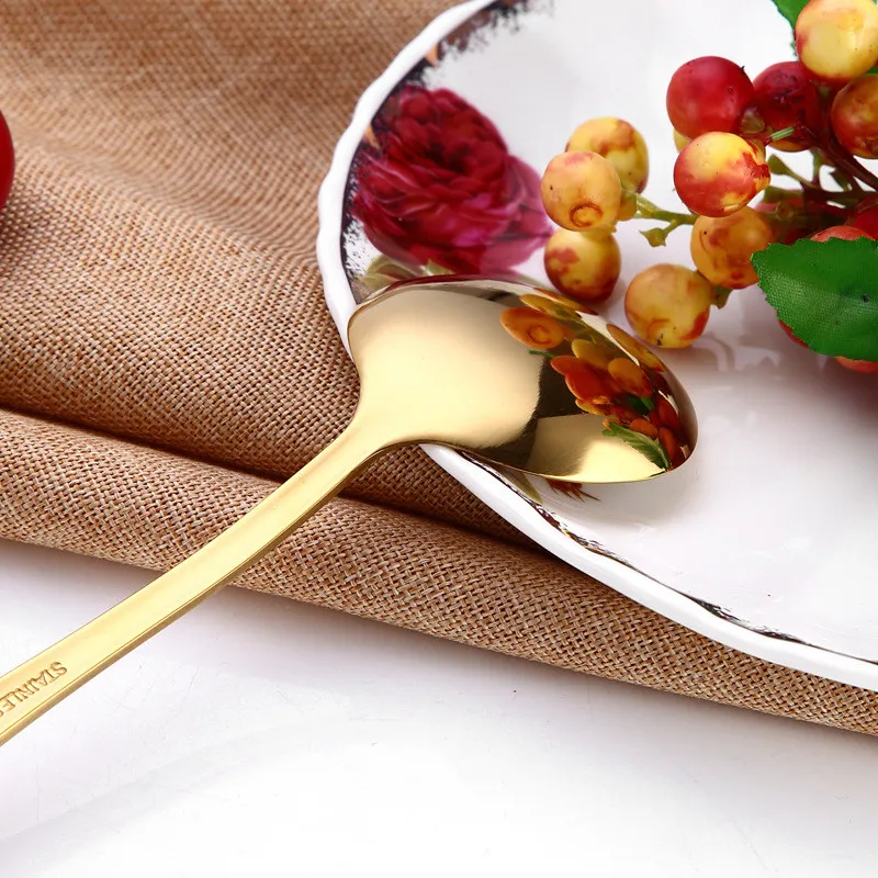 Golden Tea Spoon Stainless Steel Mini Gold Coffee Spoon For Milk Tea Small Dinnerware Tableware Kitchen Dining Tools LX0090
