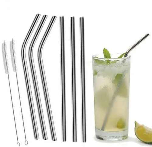 30 20 oz Stainless Steel Straw Durable Reusable Bend and Straight Metal 10.5 and 8.5 inch Extra Long Drinking Straws For 30oz 20oz Cups Mugs