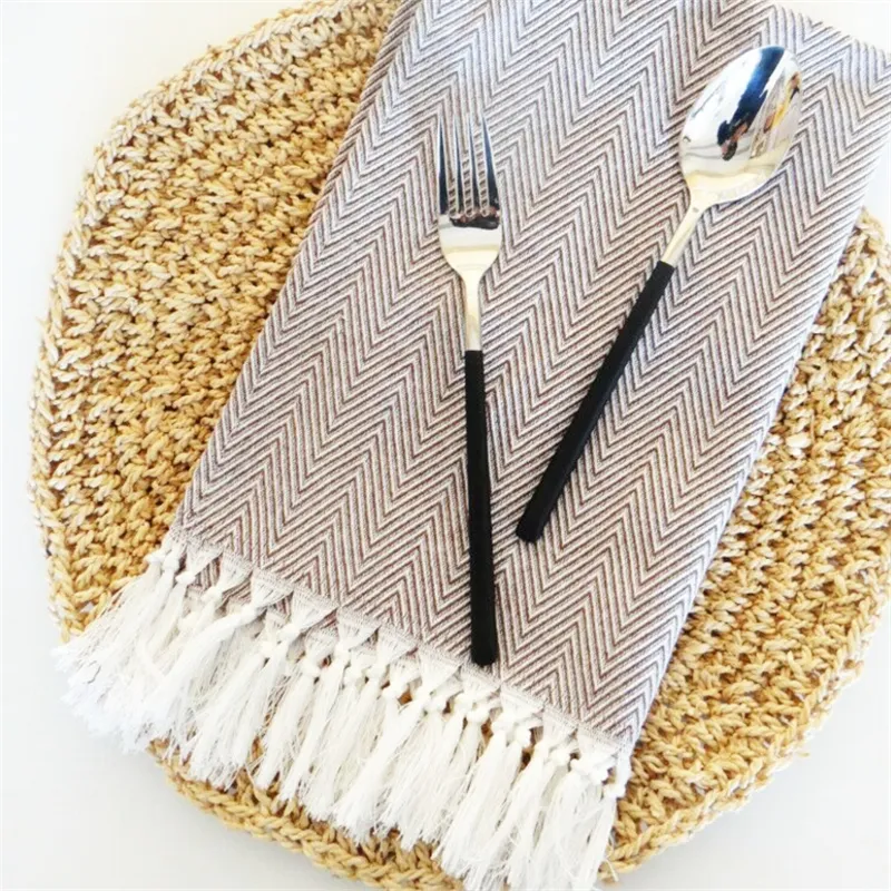 2pcs nordic cloth table mat western table mat tassel napkin water absorbent home hotel table cloth