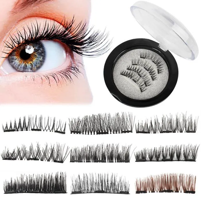 Natural 3D Triple Mink Magnetic False Eyelashes Handmade Glue-Free Magnet Eye Lashes Extension Make up Tools