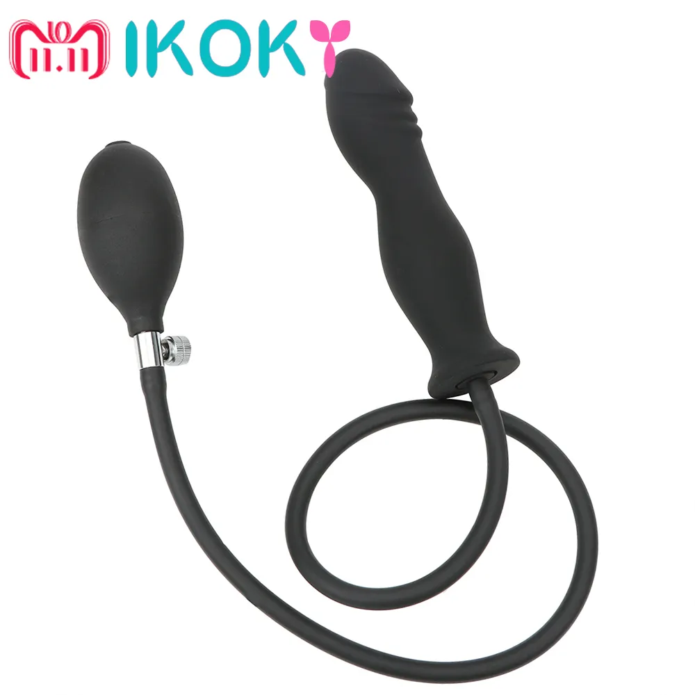 IKOKY Inflatable Anal Plug with Pump Anal Dilator Expandable Butt Plug Sex Toys for Women Men Prostate Massage Adult Products D18111502