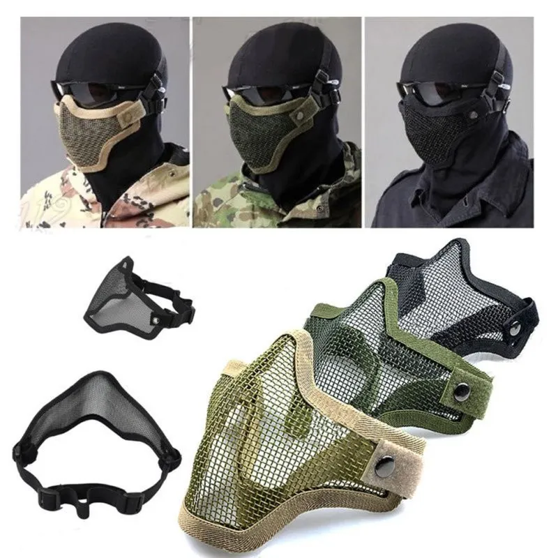 3 Cores Outdoor Strike Metal Mesh Camuflagem Protetora Tática Airsoft Máscara Militar