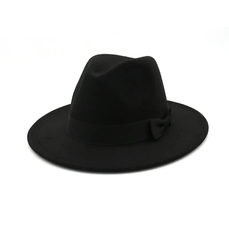 12 Solid Color Black Wool Felt Panama Fedora Hat... From  display picture 3